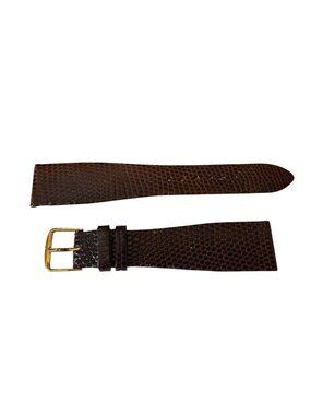 Vintage Genuine Brown Lizard Wrist Watch Strap Band USA 22L Gold Buckle